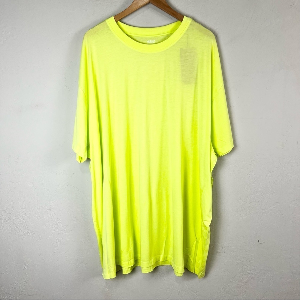 NEW Girlfriend Collective Electric Lime Cupro Crewneck‎ Tee Unisex 12 Men's 6XL